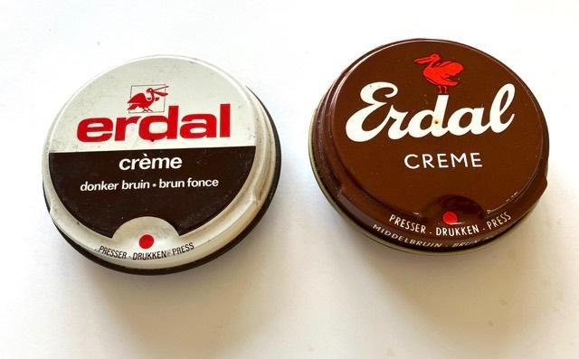 2 Vintage blikjes - Erdal Schoenencreme -Jaren 50/60, Verzamelen, Blikken, Gebruikt, Overige, Verzenden
