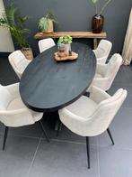 Eettafel ovaal zwart mango. Nieuw! Aanbieding!, Huis en Inrichting, Tafels | Eettafels, 200 cm of meer, Nieuw, 100 tot 150 cm