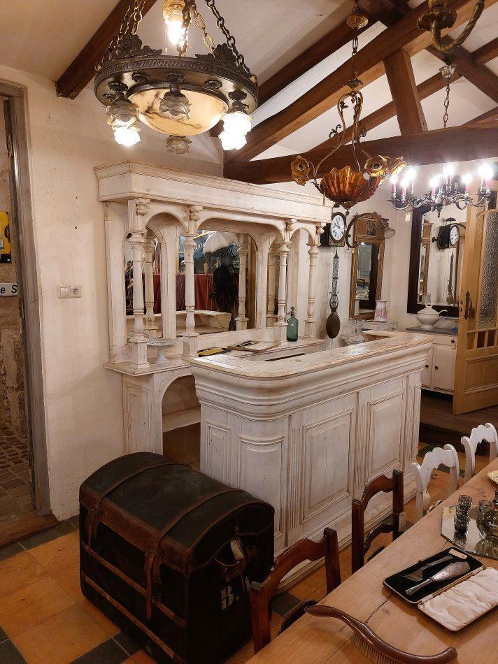 oude houten toog  bar  met achterwand met spiegels, Antiek en Kunst, Curiosa en Brocante, Ophalen