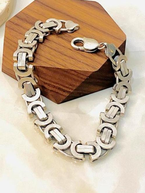 Zilveren 925 platte Koningsarmband, Sieraden, Tassen en Uiterlijk, Armbanden, Zo goed als nieuw, Zilver, Ophalen of Verzenden