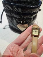 Gouden Guess horloge met leren band en originele tas, Sieraden, Tassen en Uiterlijk, Horloges | Dames, Leer, Staal, Guess, Ophalen of Verzenden