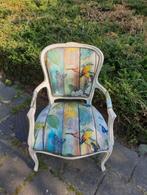 Queen ann stoeltje steigerhouten stof vlinders vogels, Ophalen of Verzenden