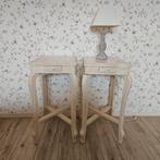 2 bijzettafeltjes/nachtkastjes brocante stijl, Ophalen, Minder dan 55 cm, Gebruikt, Brocante, landelijk
