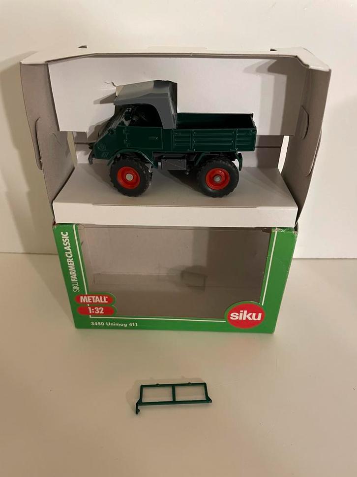 Siku 3450 unimog 411 in doos ruit is beschadigd, Hobby en Vrije tijd, Modelauto's | 1:32, Gebruikt, Tractor of Landbouw, SIKU