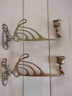 Art nouveau wandkandelaars, piano kandelaars, Antiek en Kunst, Antiek | Kandelaars, Ophalen of Verzenden, Koper of Brons