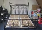 Bed + elektrische lattenbodems, Ophalen, Zwart, Tweepersoons, 200 cm