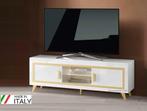 TV meubel Gold hoogglans wit 160 cm-Aanbieding!, 150 tot 200 cm, Nieuw, Ophalen of Verzenden, Minder dan 100 cm