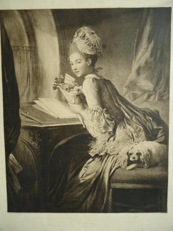 J. H. FRAGONARD XL gravure Le billet doux Jacquet sculpsit  beschikbaar voor biedingen