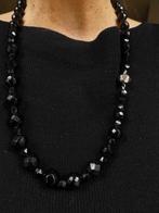 Collier Antieke handgeslepen Git + Antiek Zilveren Slot 67cm, Sieraden, Tassen en Uiterlijk, Antieke sieraden, Verzenden, Zilver