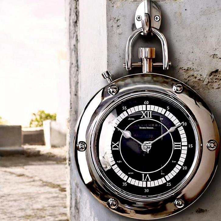 Rivièra maison 1948 RM clock silver & hook, Huis en Inrichting, Woonaccessoires | Klokken, Nieuw, Ophalen of Verzenden