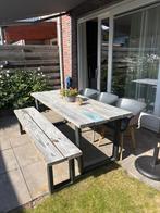 Tuintafel 200 cm met bankje stoelen, Tuin en Terras, Tuintafels, Ophalen, Gebruikt, Rechthoekig, Hout