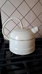Creme emaille fluitketel met goudbies, Ophalen of Verzenden