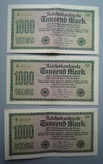 3x Reichsbanknote 1000 Mark 1922 Duitsland, Verzenden, Duitsland, Setje