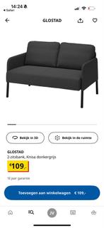 Glostad 2-zitsbank, Knisa donkergrijs, Ophalen, 150 tot 200 cm, Tweepersoons, 75 tot 100 cm