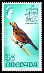 Grenada 1968, QEII - Vogel Lijster, $5, postfris., Postzegels en Munten, Postzegels | Thematische zegels, Overige thema's, Ophalen of Verzenden