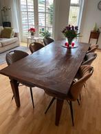 6 persoons houten tafel met stoelen, Ophalen, Gebruikt, 200 cm of meer, 50 tot 100 cm