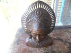 indonesisch hout snijwerk art deco buste balinees, Antiek en Kunst, Ophalen of Verzenden