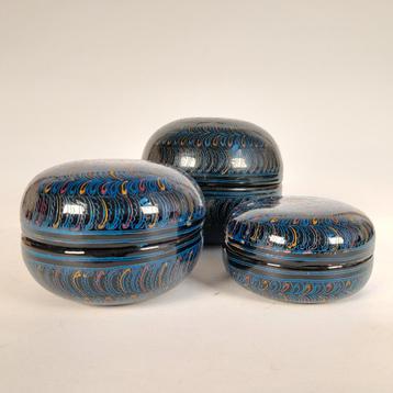 Vintage handgemaakte lakdoosjes set uit Birma Myanmar Azië  beschikbaar voor biedingen