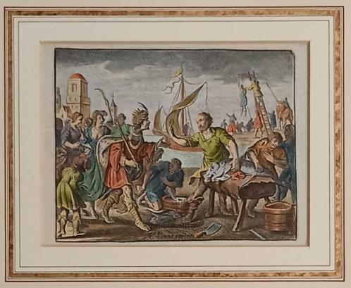 A66-11 Cats - Handgekleurde Gravure - Schip en Galg, Antiek en Kunst, Kunst | Etsen en Gravures, Ophalen of Verzenden