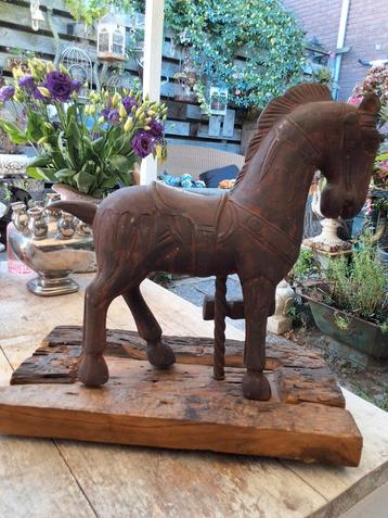 Antiek Houten paard Decoratie 42cm hoog beschikbaar voor biedingen