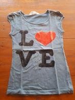 Donkergrijs H&M shirtje met pailletjes "LOVE", Kinderen en Baby's, Kinderkleding | Maat 134, Ophalen of Verzenden, Gebruikt, Meisje