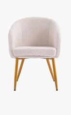 6 Crème Teddy Eetkamerstoelen met Gouden Poten, Huis en Inrichting, Stoelen, Gebruikt, Wit, Ophalen of Verzenden, Stof