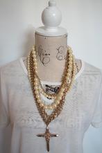 Pearl cross necklace (Forever 21), Ophalen of Verzenden, Nieuw, Goud, Overige materialen