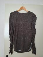 Bruin/Zwarte Blouse met lange mouwen, Kleding | Dames, Ophalen, Bruin, Maat 42/44 (L), Onbekend