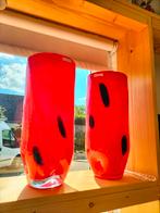 Rode Glazen Vazen Set - Unieke Decoratie, Ophalen, Geen, Minder dan 50 cm, Rood