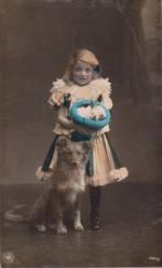 Knap meisje lang haar. Schotse Collie. Zeer oude AK. 1908, Verzenden, Voor 1920, Gelopen, Kinderen