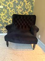 Fluwelen fauteuil, 1.5-zits, Ophalen, 75 tot 100 cm, Zo goed als nieuw, 75 tot 100 cm