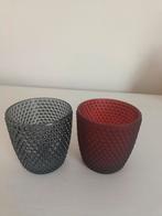 Waxinelichtjehouder rood en grijs, Ophalen, Overige materialen, Rood, Nieuw