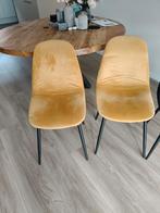 Eettafel stoelen zwart of goudgeel, Huis en Inrichting, Tafels | Eettafels, Ophalen of Verzenden, Zo goed als nieuw, Rond, 50 tot 100 cm