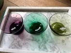 Set van 3 gekleurde glazen vruchten schaaltjes, Huis en Inrichting, Keuken | Servies, Glas of Glazen, Ophalen of Verzenden, Effen