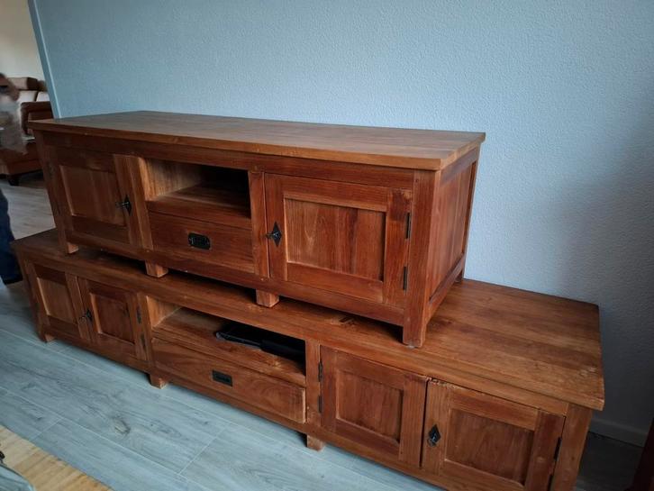 Teakhouten  lage kasten., Huis en Inrichting, Kasten | Televisiemeubels, Gebruikt, Minder dan 100 cm, 25 tot 50 cm, Ophalen