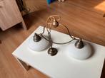 Mooie messing hanglamp met melkglas bollen, Ophalen, Zo goed als nieuw, Oud, Minder dan 50 cm