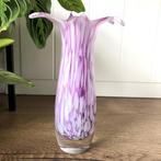 Prachtige Lila paars glazen vaas bloem hals Bijzonder model, Ophalen of Verzenden