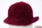 Vintage Dameshoed zacht flexibel bordeaux paars haarvilt 55, Ophalen of Verzenden, Gedragen, 55 cm (S, 6⅞ inch) of minder, Hoed