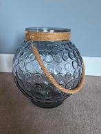 Mooie grote blauw grijze vaas met touw, Huis en Inrichting, Woonaccessoires | Vazen, Overige kleuren, Ophalen of Verzenden, Minder dan 50 cm