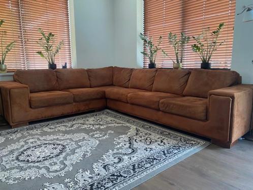 Hoekbank ECHT LEER cognac kleur 3m x 2,4m !!!!!!!!!!!!!!!!!, Huis en Inrichting, Banken | Bankstellen, Gebruikt, Hoekbank, Vierpersoons of meer