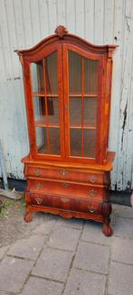 Antieke vitrinekast wortelnoten, Huis en Inrichting, Kasten | Vitrinekasten, Gebruikt, 50 tot 100 cm, Glas, 150 tot 200 cm