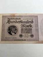 1923 Duitsland 100.000 Mark Bankbiljet, Postzegels en Munten, Postzegels | Europa | Duitsland, Ophalen of Verzenden, Overige periodes