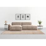Nieuwe trendy hoekbank beige zacht ribstof loungebank, Keizer, 250 tot 300 cm, Keizer, Ophalen of Verzenden