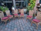 6 rieten stoelen met kussens, Ophalen, Gebruikt, Rotan