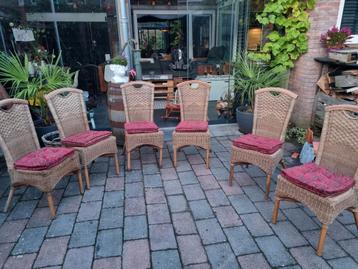 6 rieten stoelen met kussens beschikbaar voor biedingen