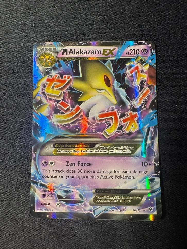 M Alakazam ex 26/124 - Fates Collide, Hobby en Vrije tijd, Verzamelkaartspellen | Pokémon, Zo goed als nieuw, Losse kaart, Ophalen of Verzenden