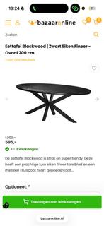 Eettafel zwart eiken ovaal, Ophalen, 100 tot 150 cm, 200 cm of meer, Zo goed als nieuw