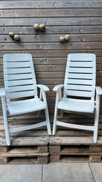 2 witte Hartman tuinstoelen, Tuin en Terras, Ophalen, Zo goed als nieuw, Kunststof, Verstelbaar