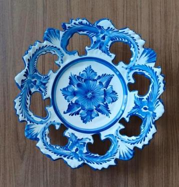 Wandbord / Blauw Wit / 26 cm / Opengewerkt / Portugees beschikbaar voor biedingen