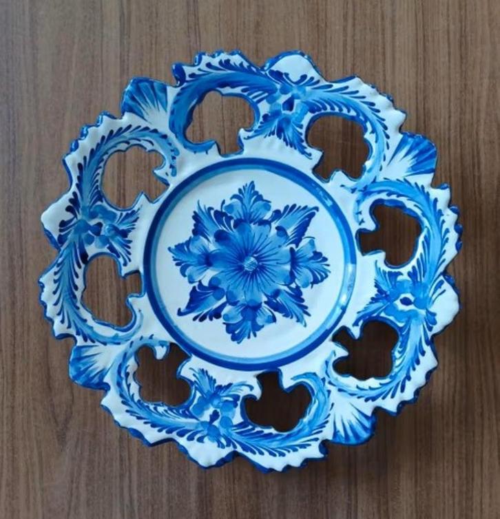 Wandbord / Blauw Wit / 26 cm / Opengewerkt / Portugees, Huis en Inrichting, Woonaccessoires | Wanddecoraties, Nieuw, Ophalen of Verzenden